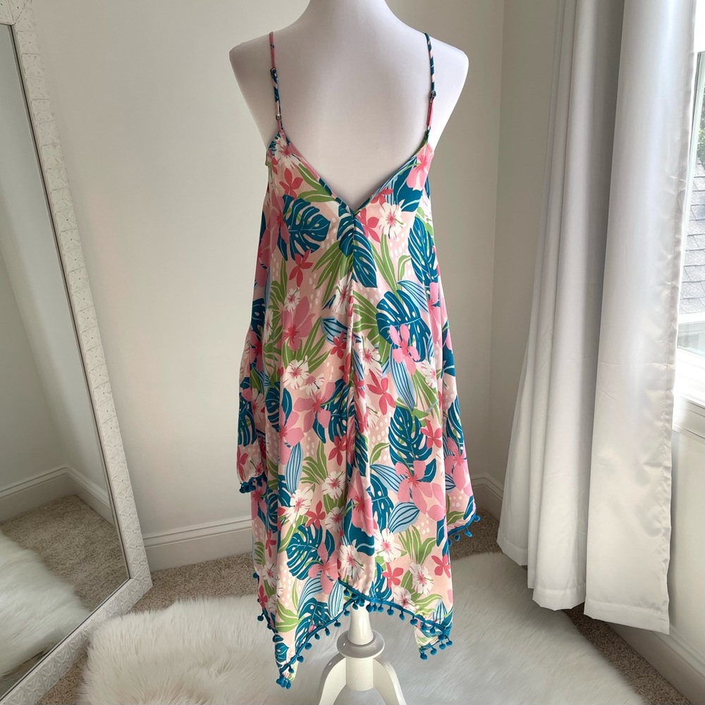 Women’s Pink Tropical Print Swim Cover-Up Dress - Picture 7 of 13